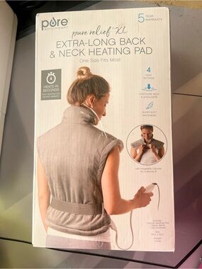 Pure Enrichment Gray Extra-Long Back & Neck Heating Pad
